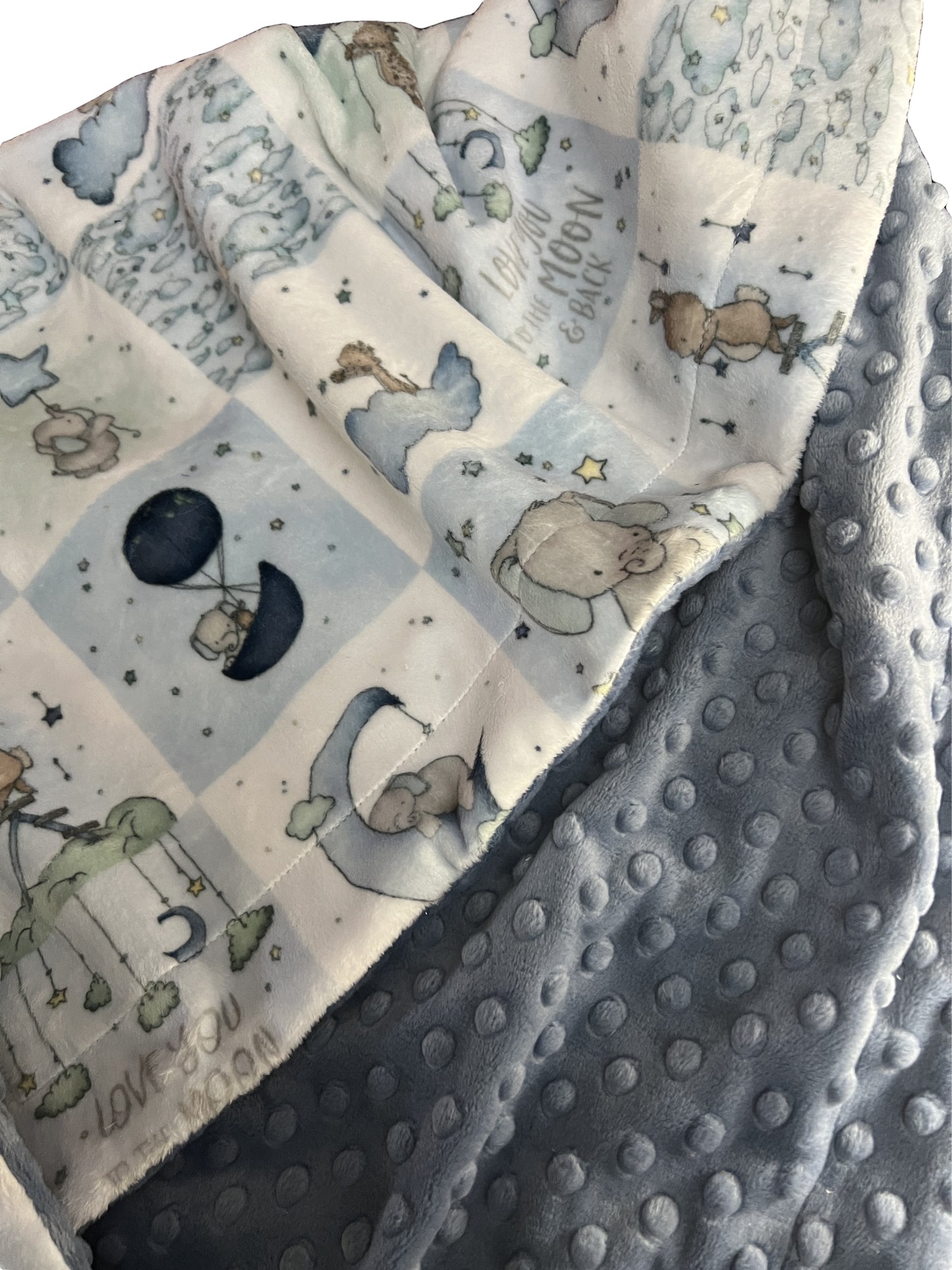 Elephant Minky Baby Blanket, Baby Boy Shower Gift