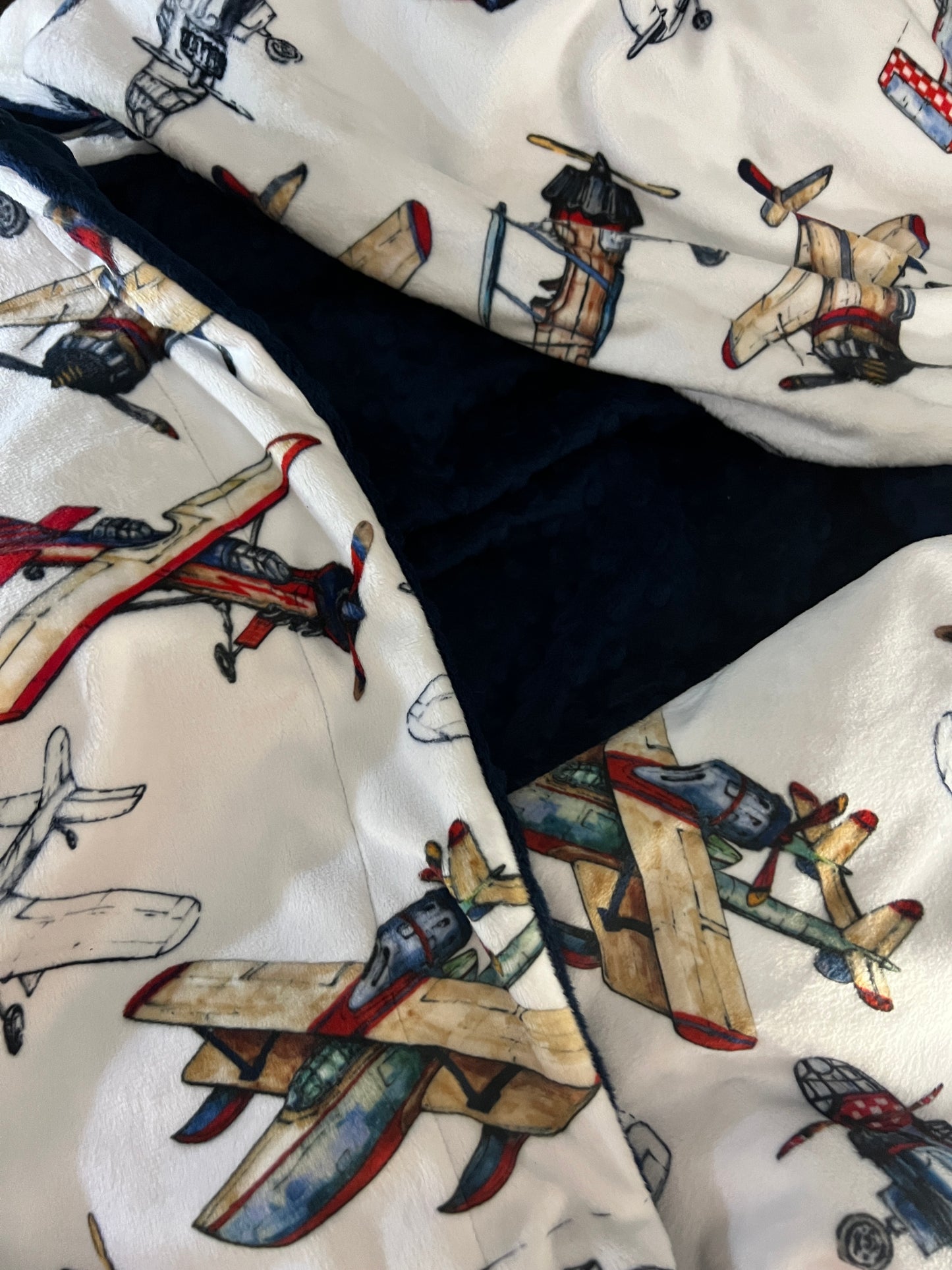 Airplane Minky Throw Blanket, Personalized Blanket, Vintage Airplane Home Decor