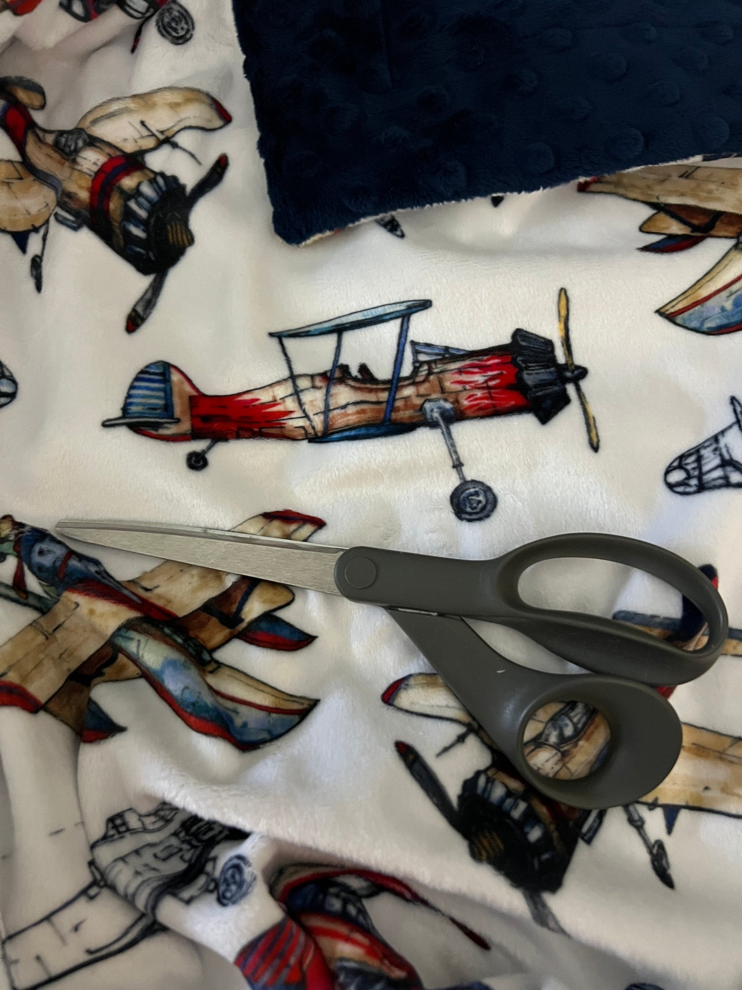 Airplane Minky Throw Blanket, Personalized Blanket, Vintage Airplane Home Decor