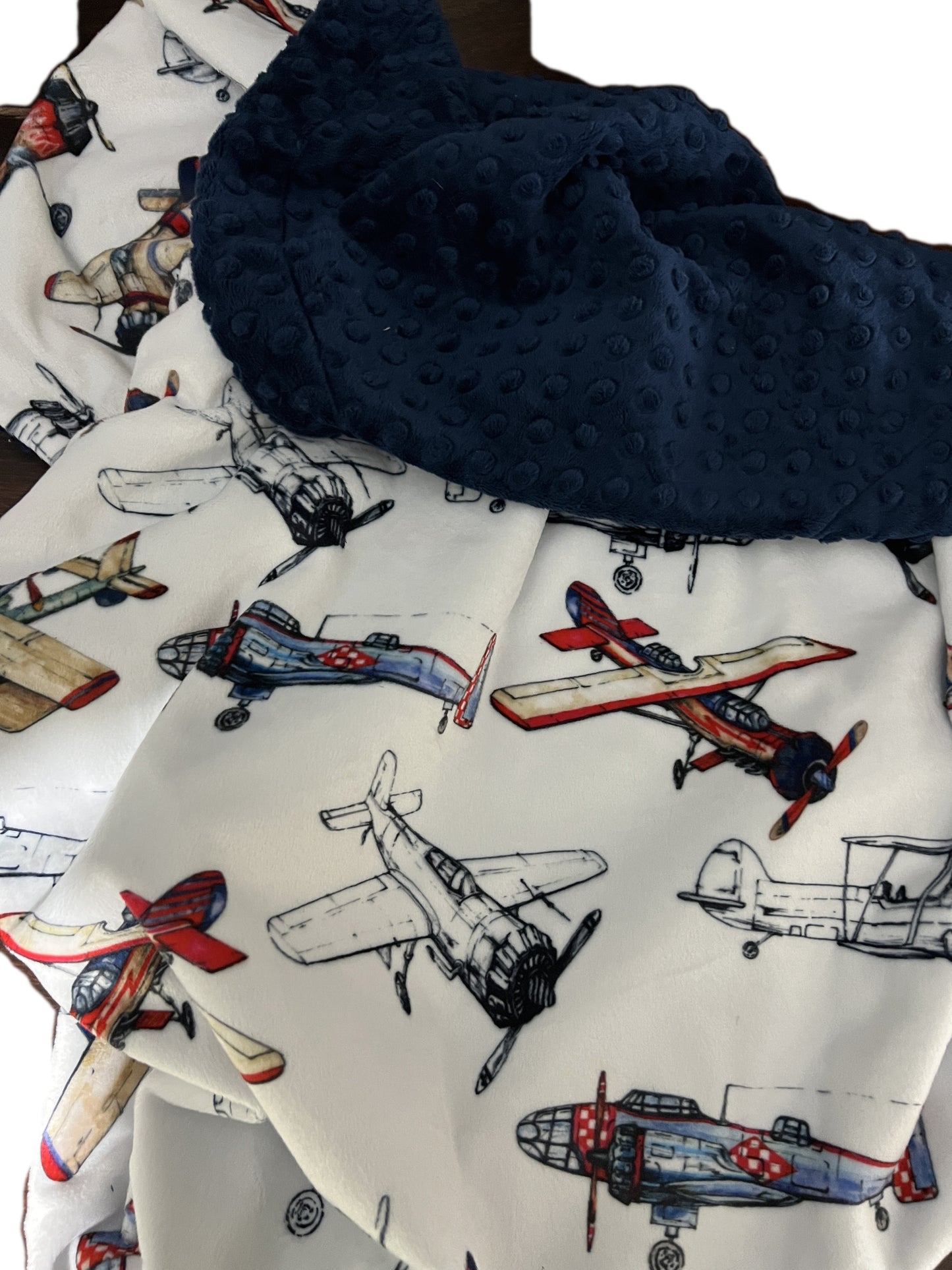 Airplane Minky Throw Blanket, Personalized Blanket, Vintage Airplane Home Decor