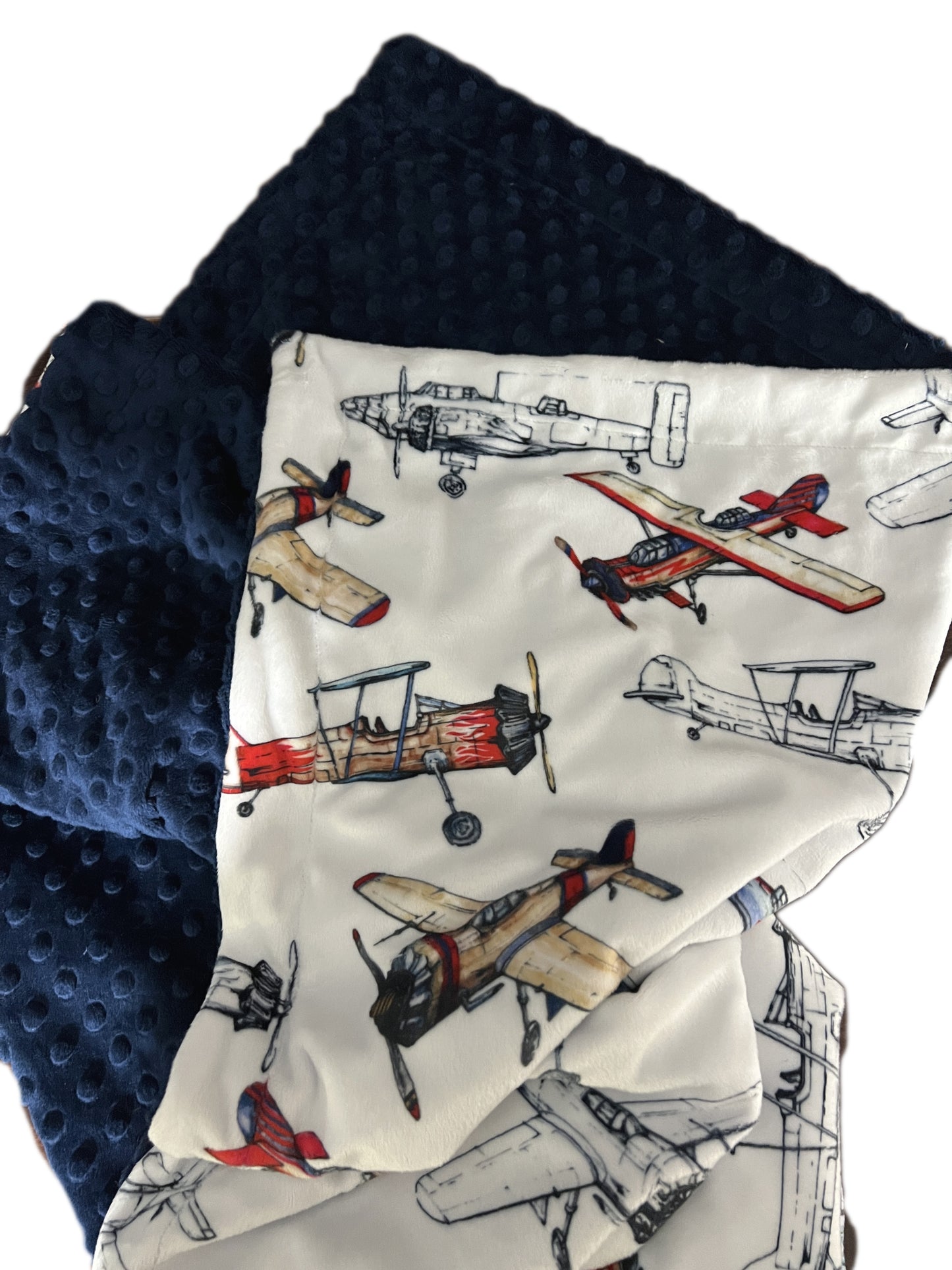 Airplane Minky Throw Blanket, Personalized Blanket, Vintage Airplane Home Decor