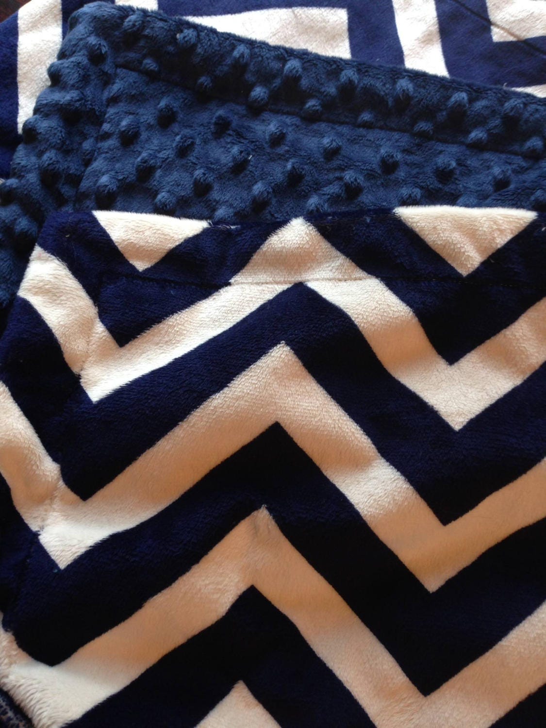 Navy Blue Chevron Adult Minky Throw Blanket, Dorm Room Blanket, Navy Chevron Blanket, Minky Adult Blanket, Couch Throw Size 50 x 60