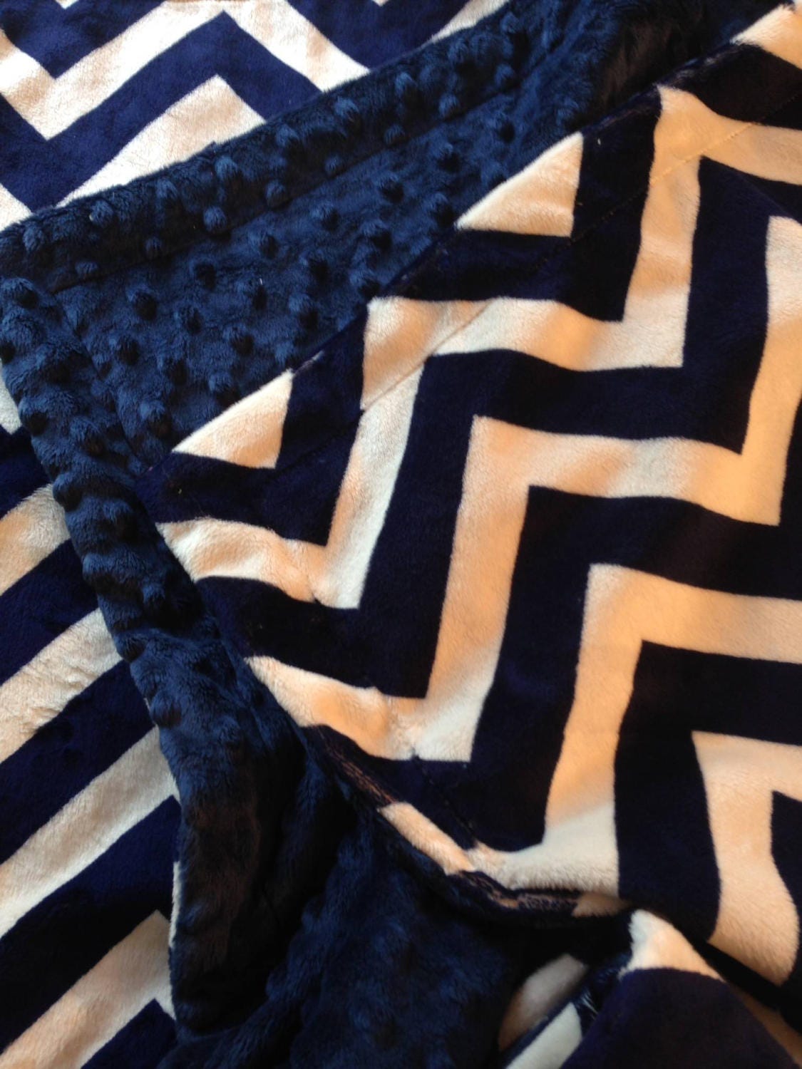 Navy Blue Chevron Adult Minky Throw Blanket, Dorm Room Blanket, Navy Chevron Blanket, Minky Adult Blanket, Couch Throw Size 50 x 60