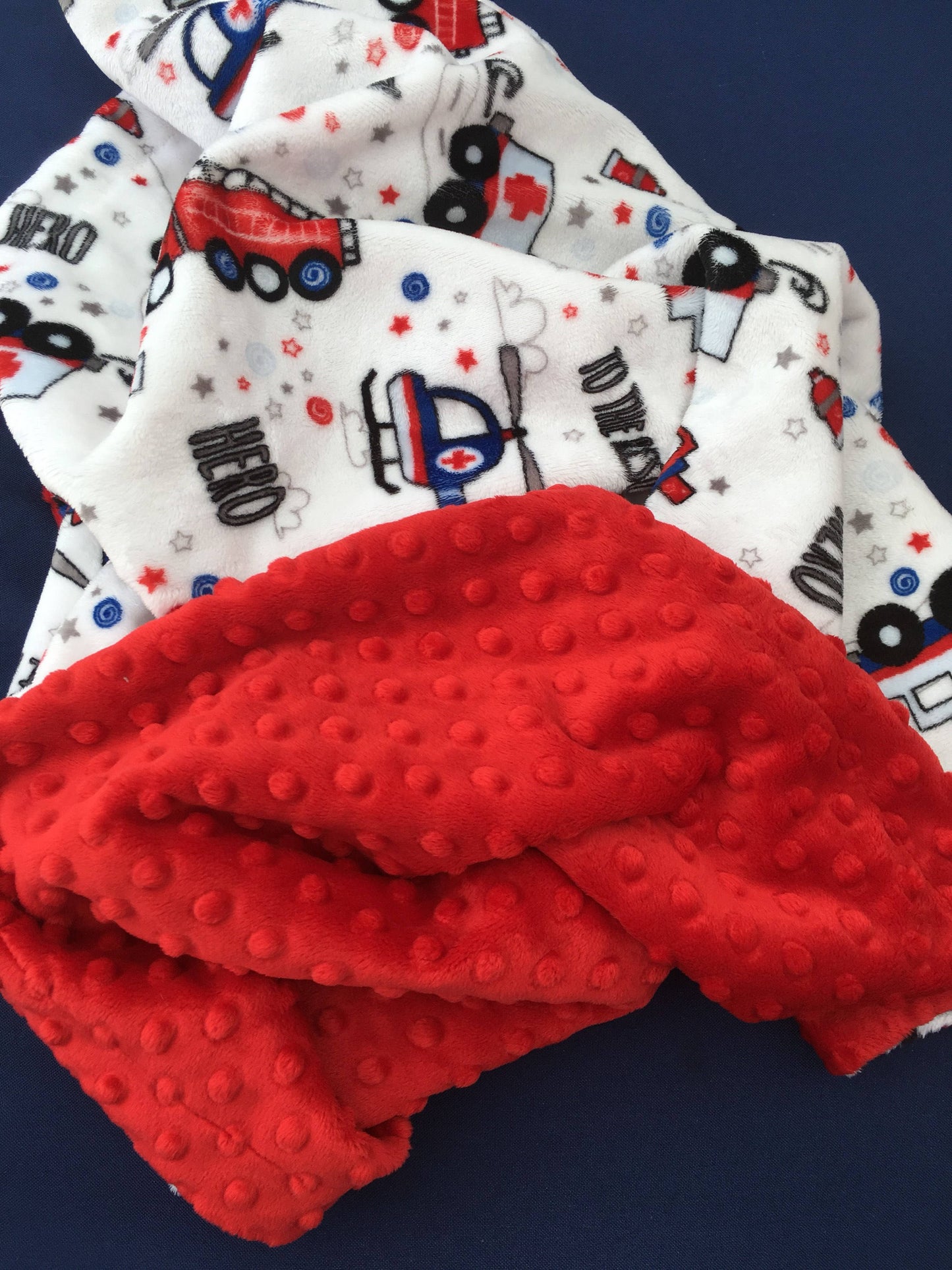 Personalized Fire Truck Blanket, Minky Baby Blanket, Baby Boy Blanket or Baby Girl Blanket, Firefighter, Fireman, EMS, Police Baby Blanket