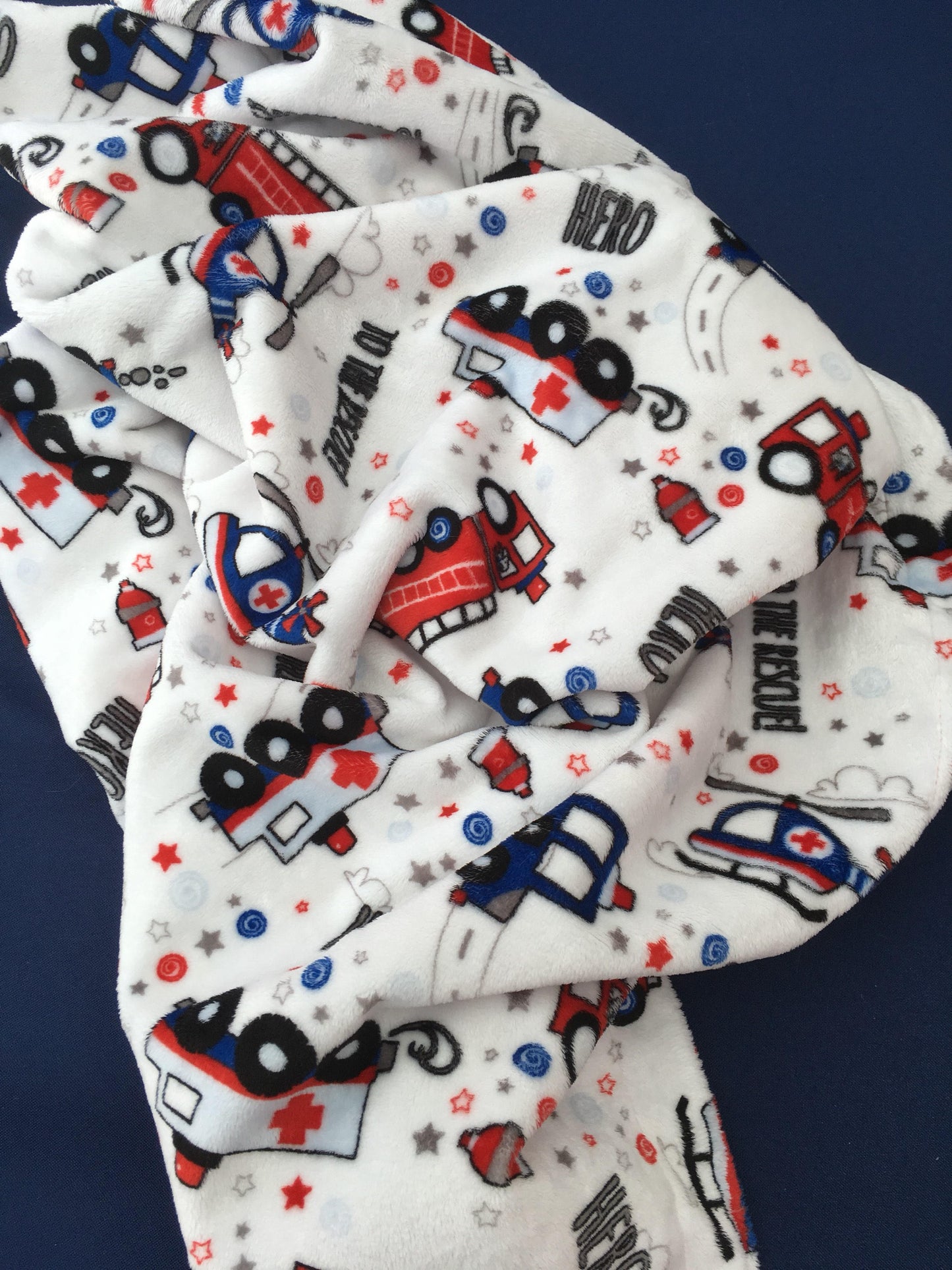 Personalized Fire Truck Blanket, Minky Baby Blanket, Baby Boy Blanket or Baby Girl Blanket, Firefighter, Fireman, EMS, Police Baby Blanket