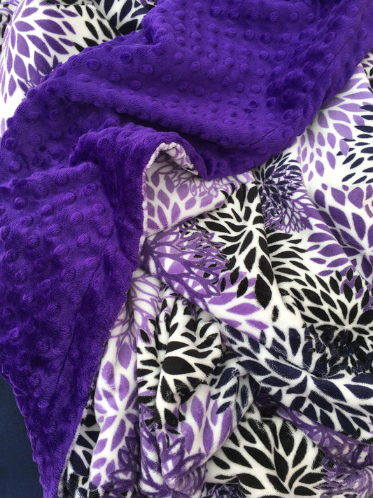 Custom Toddler Blanket, Baby Girl Blanket, Purple Floral Blanket,Florwe Blanket, Baby Girl Gift Toddler Bedding Size 40 X 50 in