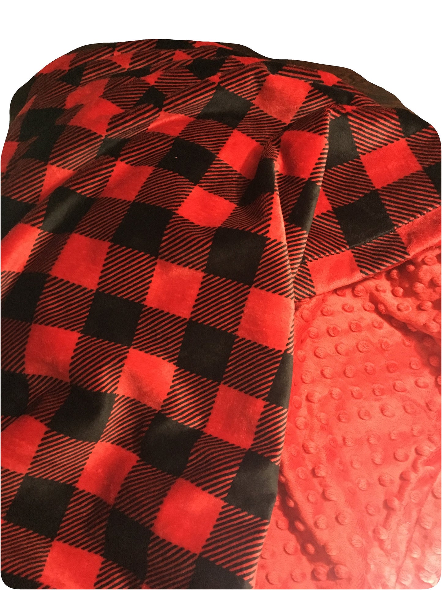 Buffalo Plaid Personalized Throw Blanket, Buffalo Check Minky Adult Blanket, Red and Black Woodland Dorm Room Blanket Size 50 x 60 in