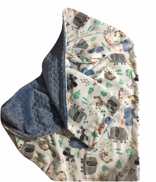 Zoo Animal Personalized Minky Baby Blanket, Elephant Blanket, Baby Shower Gift, Baby Boy or Baby Girl Blanket, Crib Blanket,