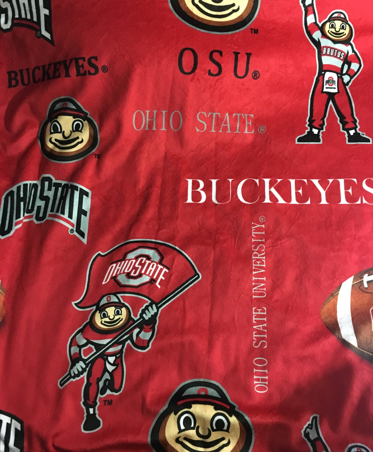 OSU Buckeyes, Ohio State Adult Minky Blanket, College Minky Blanket