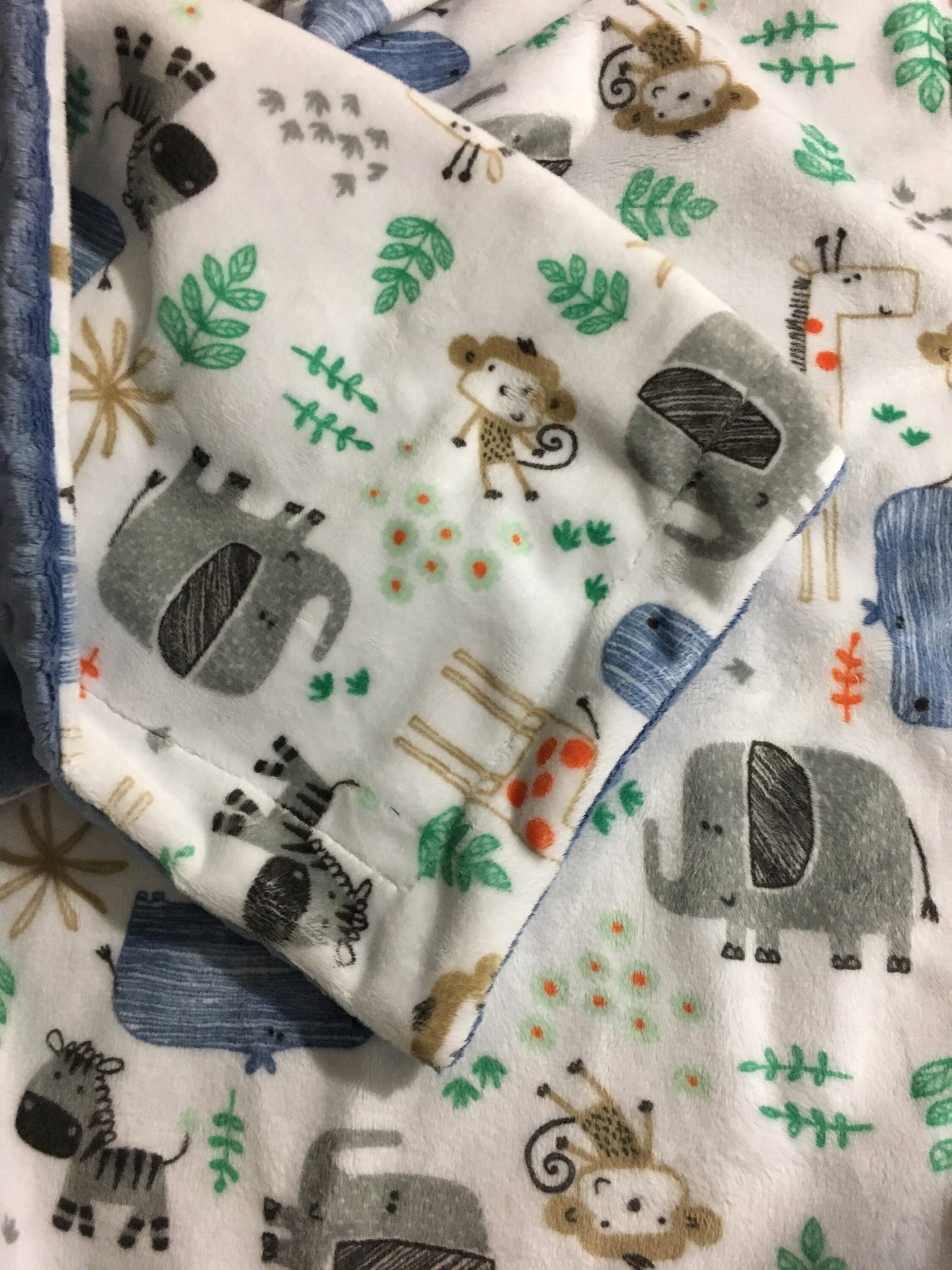 Zoo Animal Personalized Minky Baby Blanket, Elephant Blanket, Baby Shower Gift, Baby Boy or Baby Girl Blanket, Crib Blanket,