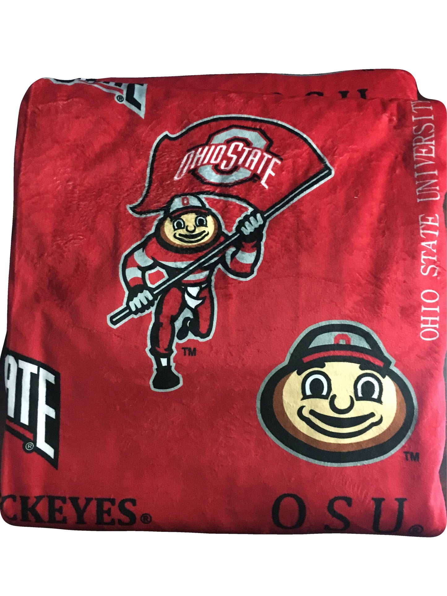 OSU Buckeyes, Ohio State Adult Minky Blanket, College Minky Blanket