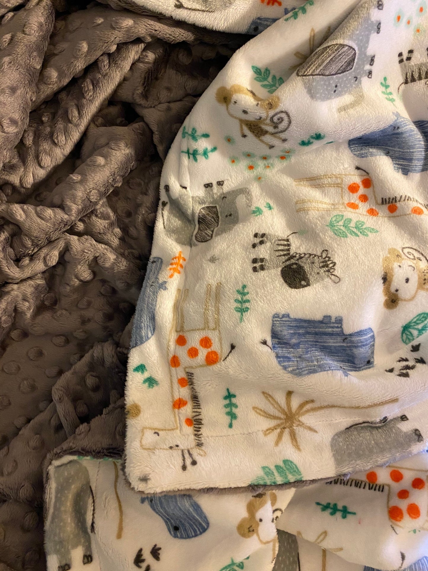 Zoo Animal Personalized Minky Baby Blanket, Elephant Blanket, Baby Shower Gift, Baby Boy or Baby Girl Blanket, Crib Blanket,