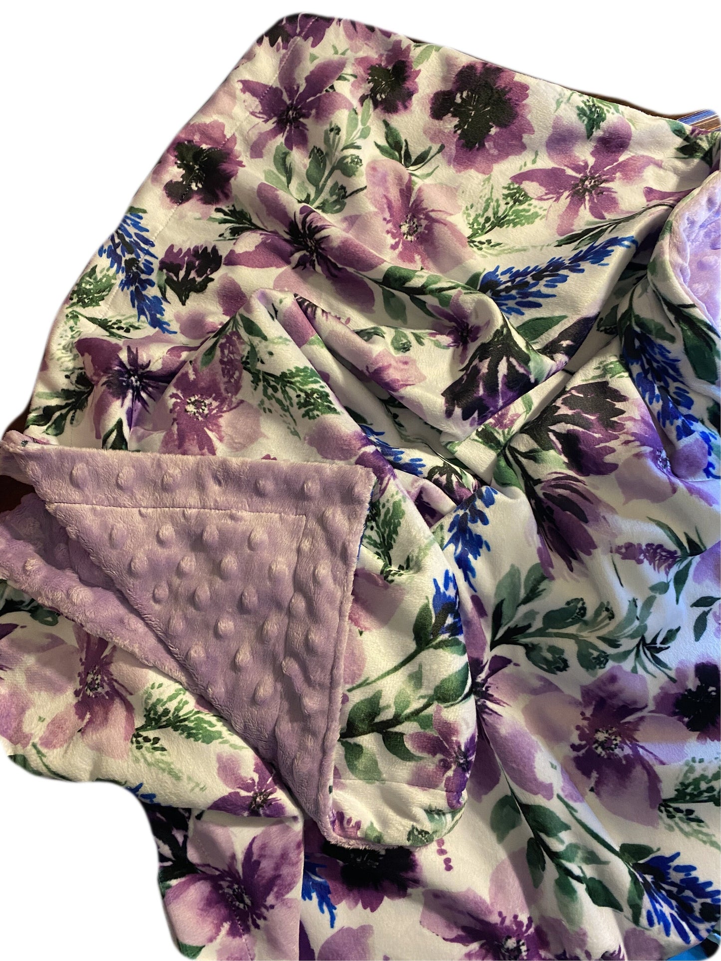 Floral Minky Baby Blanket, Personalized Purple Baby Girl Blanket, Wisteria Floral, Baby Girl Blanket