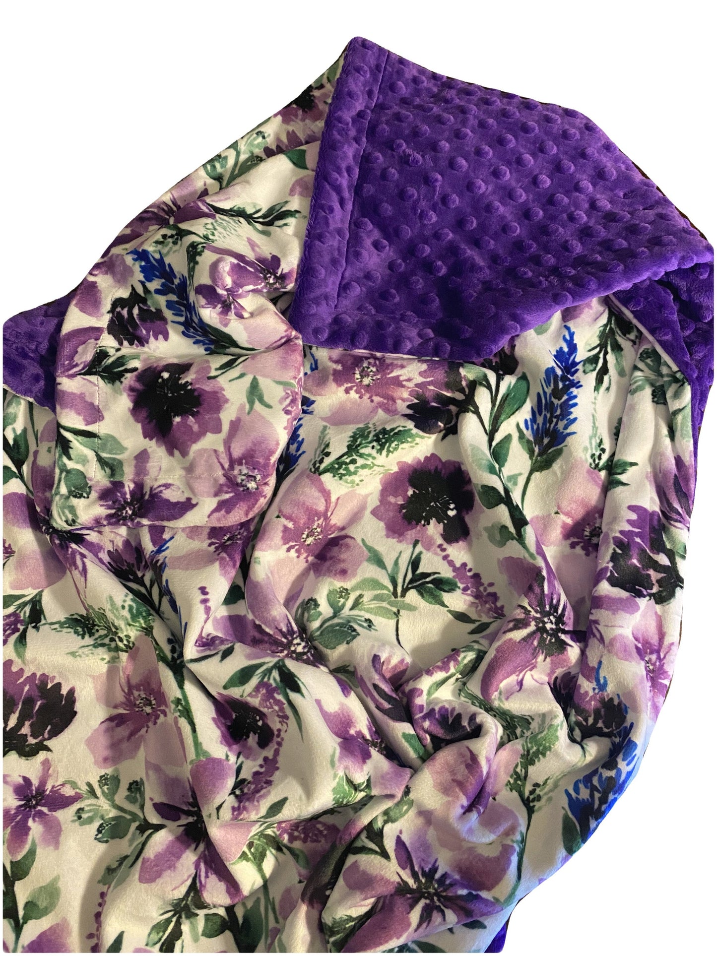 Floral Minky Baby Blanket, Personalized Purple Baby Girl Blanket, Wisteria Floral, Baby Girl Blanket