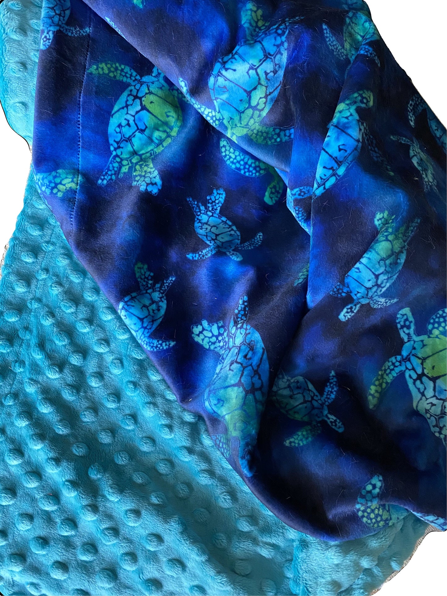 Minky Sea Turtle Throw Blanket, Personalized Minky Blanket. Sea Turtle 50 x 60 inch Throw