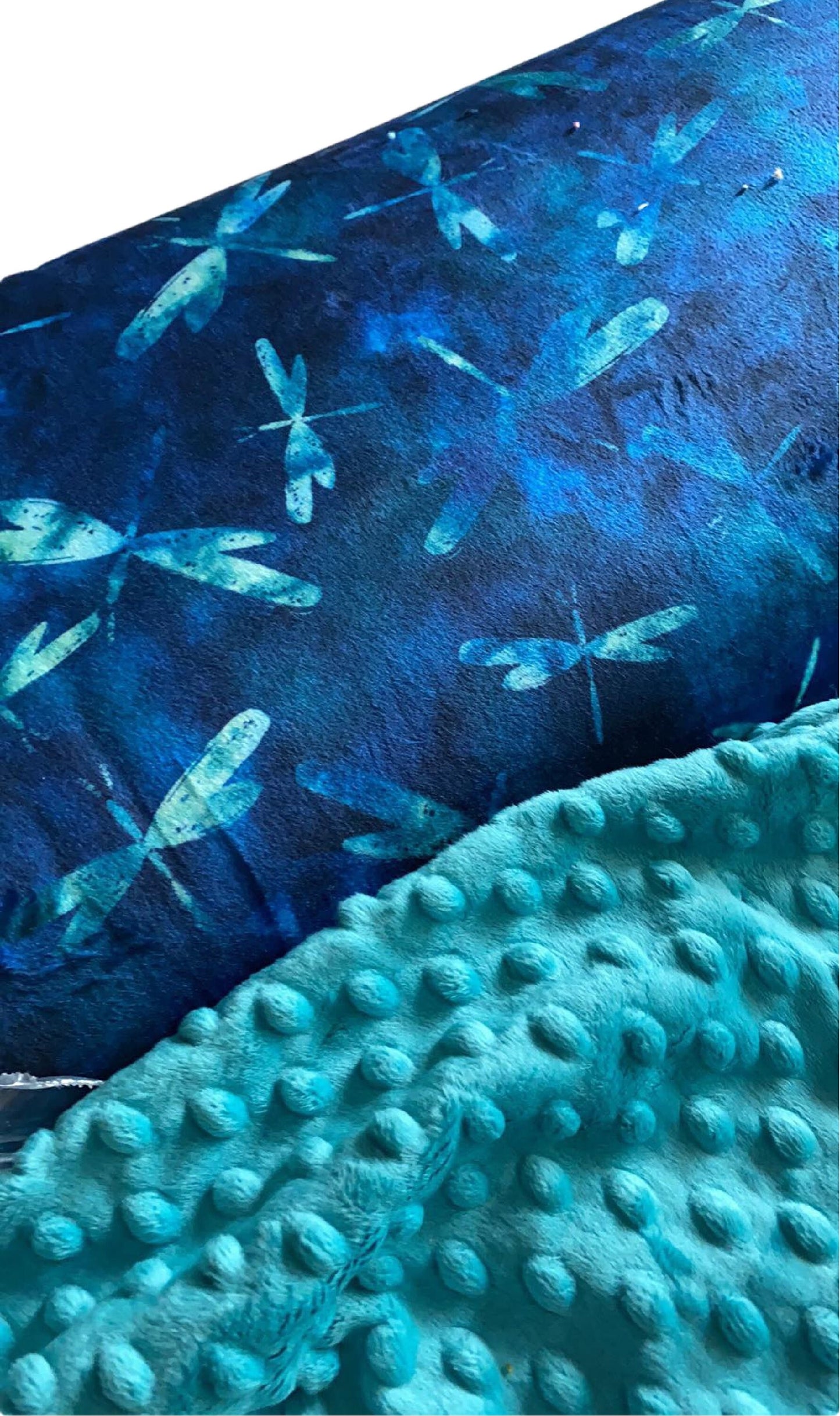 Dragonfly Personalized Minky Throw Blanket, Adult Minky Teal and Navy Throw, Dragonfly Blanket,
