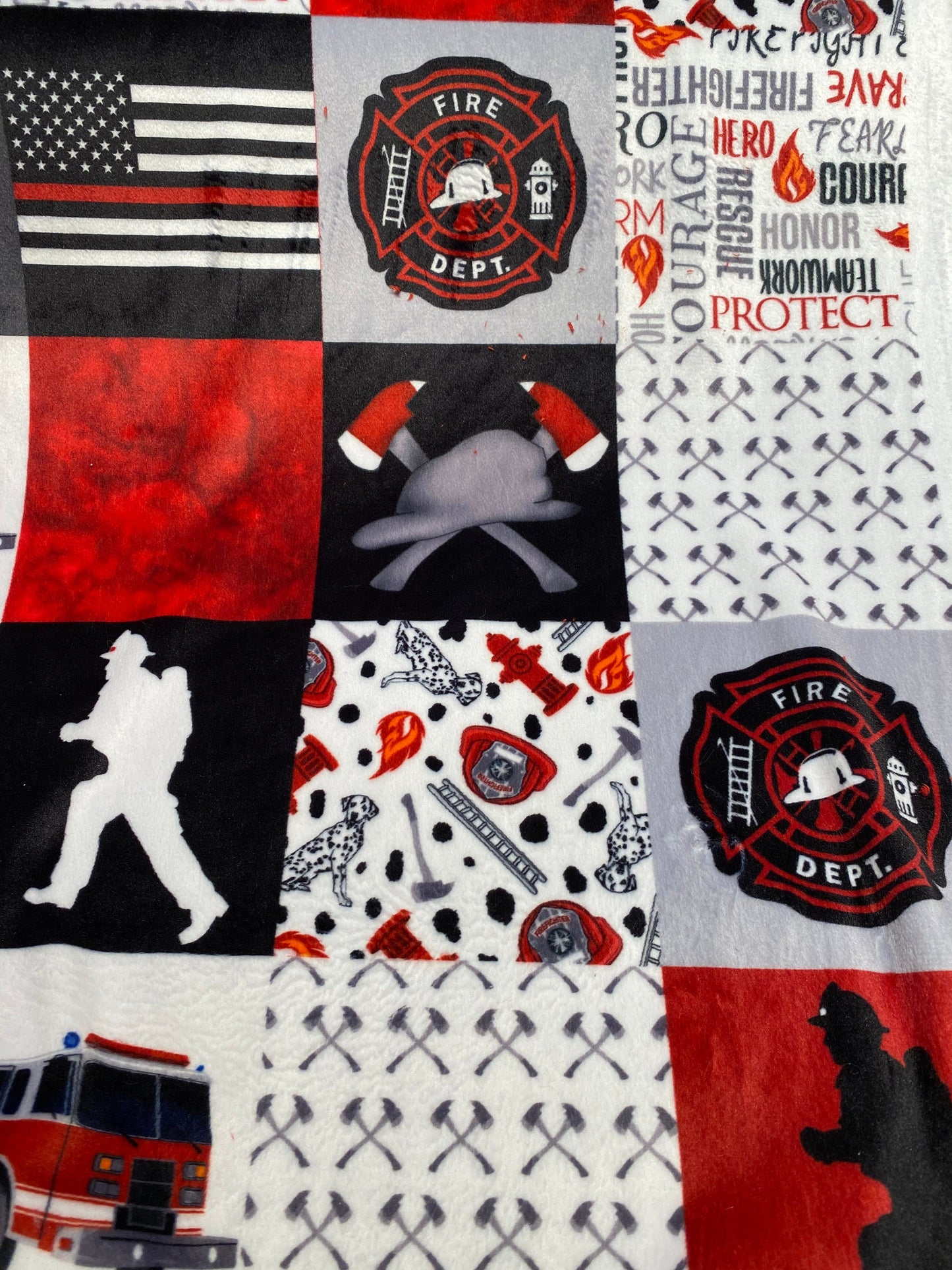 Fireman Minky Blanket, Personalized Minky Baby Blanket, Fire Truck Blanket, Emergency Services, Minky Blanket ky Baby Boy or Baby Girl Blanket,