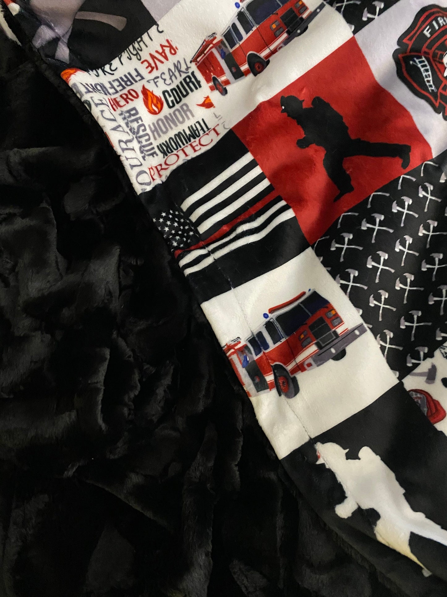 Fireman Minky Blanket, Personalized Minky Baby Blanket, Fire Truck Blanket, Emergency Services, Minky Blanket ky Baby Boy or Baby Girl Blanket,