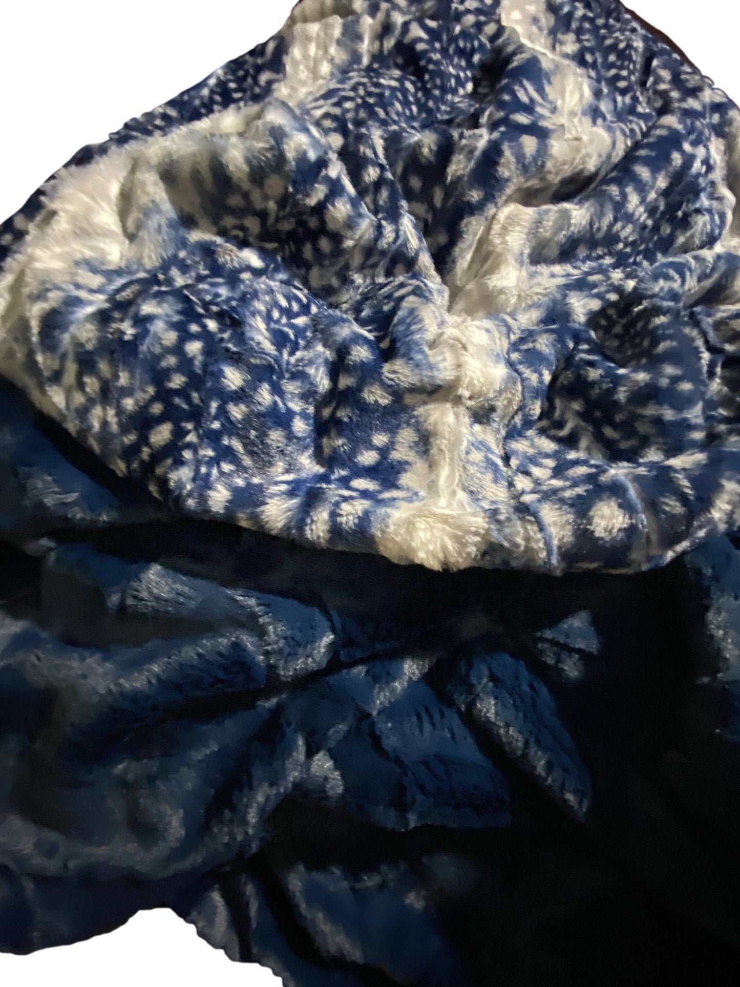 Fawn Faux Fur Minky Throw Blanket, Navy Faux Fur Minky Adult Blanket , Blue Faux Fur Fawn Minky Blanket