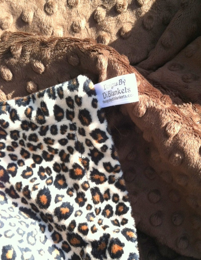 Cheetah Print Minky Thrrow Blanket,Animal Print Minky Baby Blanket, Toddler Bedding, Baby Boy or Baby Girl Bedding, Size 40x50 in