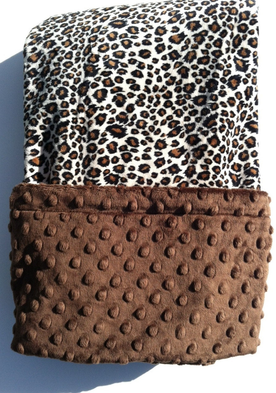 Cheetah Print, Minky Adult Blanket, Brown Minky Blanket, Animal Print , Couch Throw, Adult Throw Blanket, Size 50 x 60