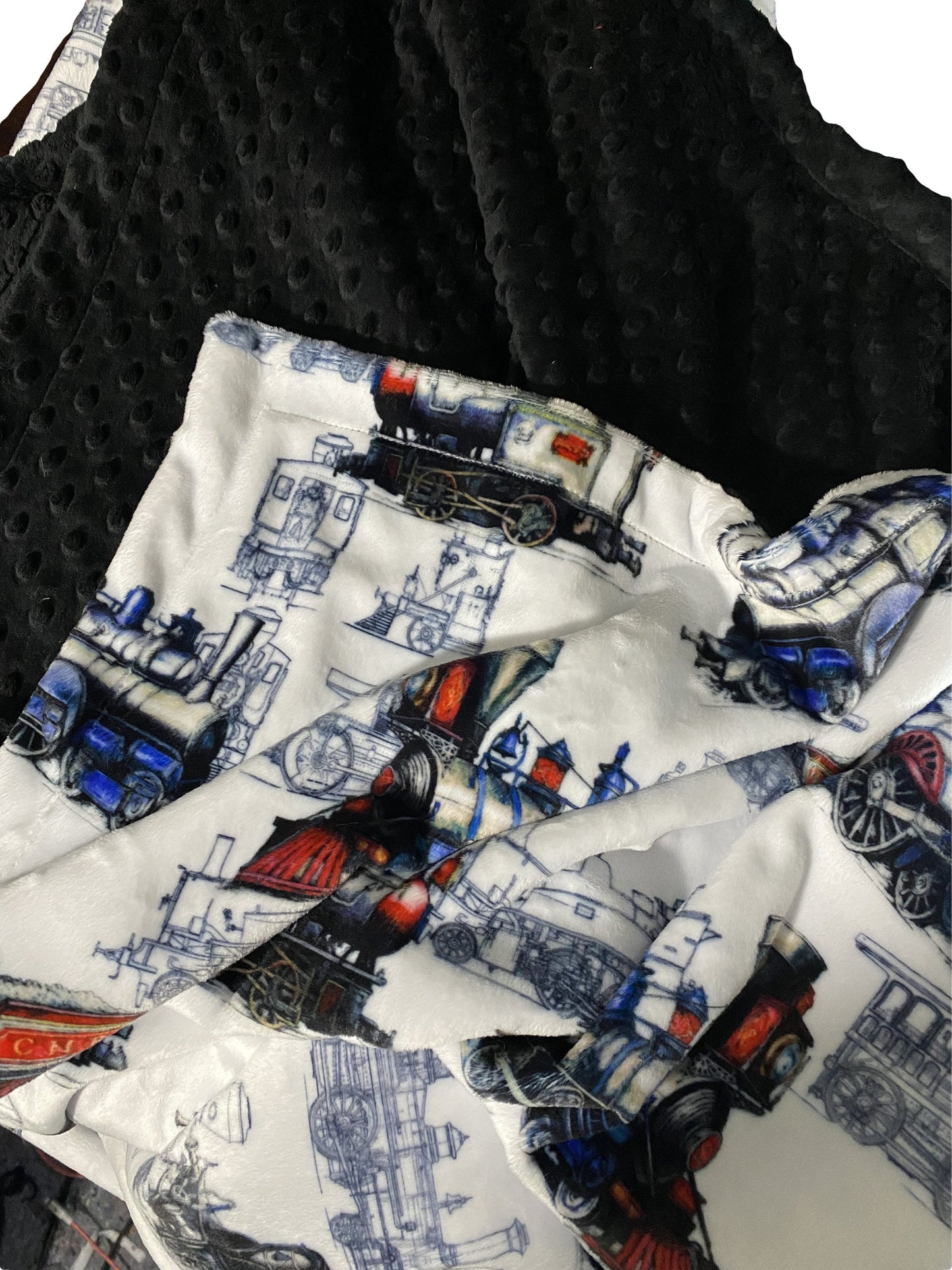 Minky Throw Blanket, Train Blanket, Locomotive Blanket, Train Lovers Blanket,Personalized Blanket
