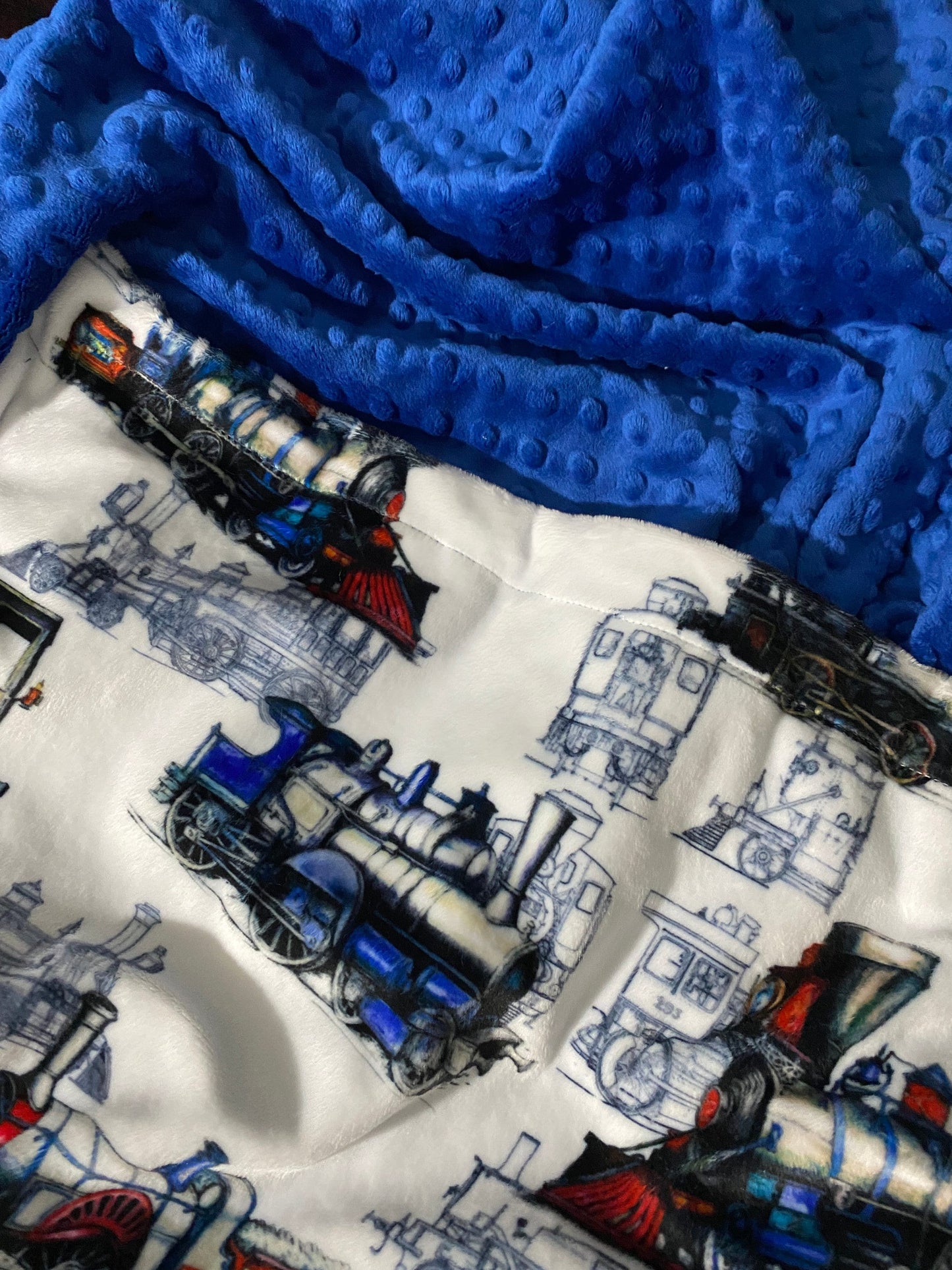 Minky Throw Blanket, Train Blanket, Locomotive Blanket, Train Lovers Blanket,Personalized Blanket