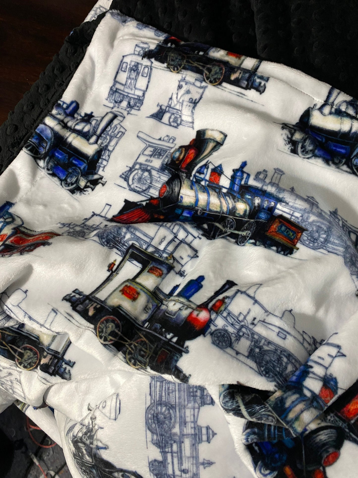 Minky Throw Blanket, Train Blanket, Locomotive Blanket, Train Lovers Blanket,Personalized Blanket