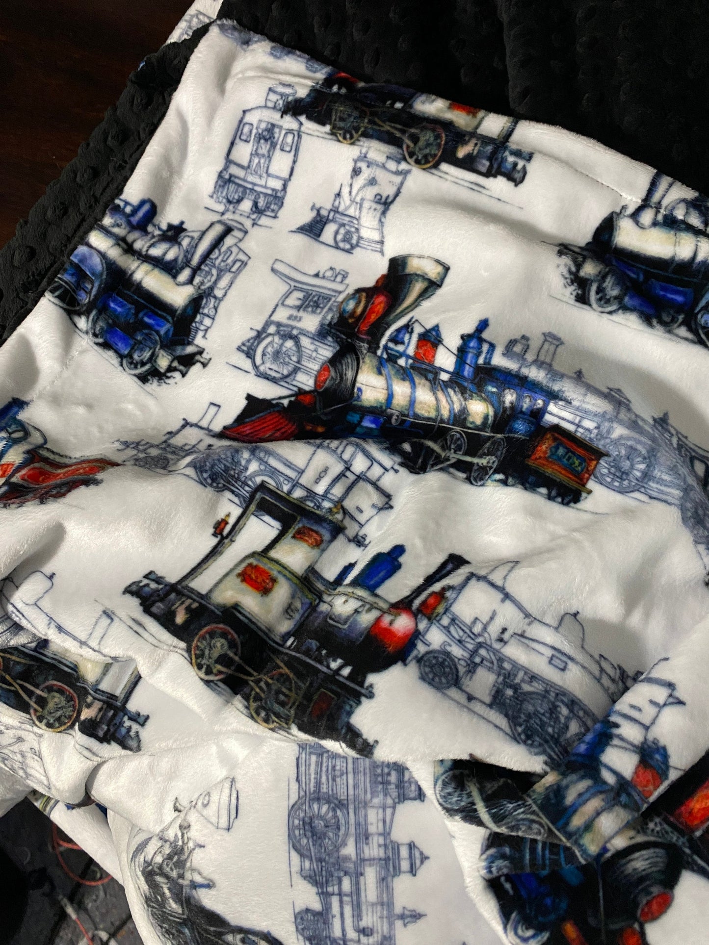 Minky Baby Blanket, Personalized Train Nursery Decor, Locomotive Blanket, Train Lovers Blanket, Baby Boy Shower Gift