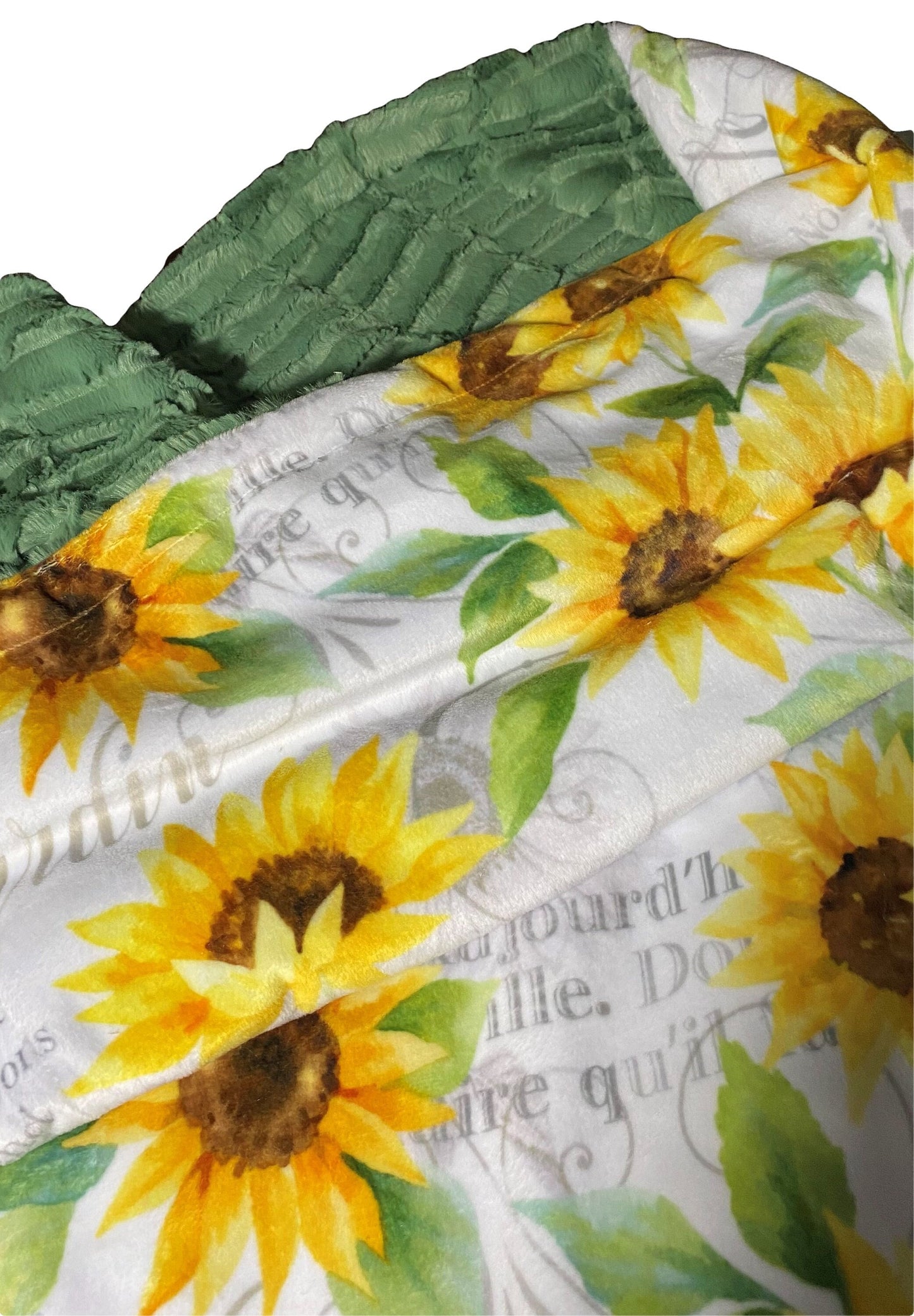 Sunflower Minky Throw Blanket, Green or Yellow Faux Fur Blanket, Adult Minky Throw, Personalized Minky Blanket