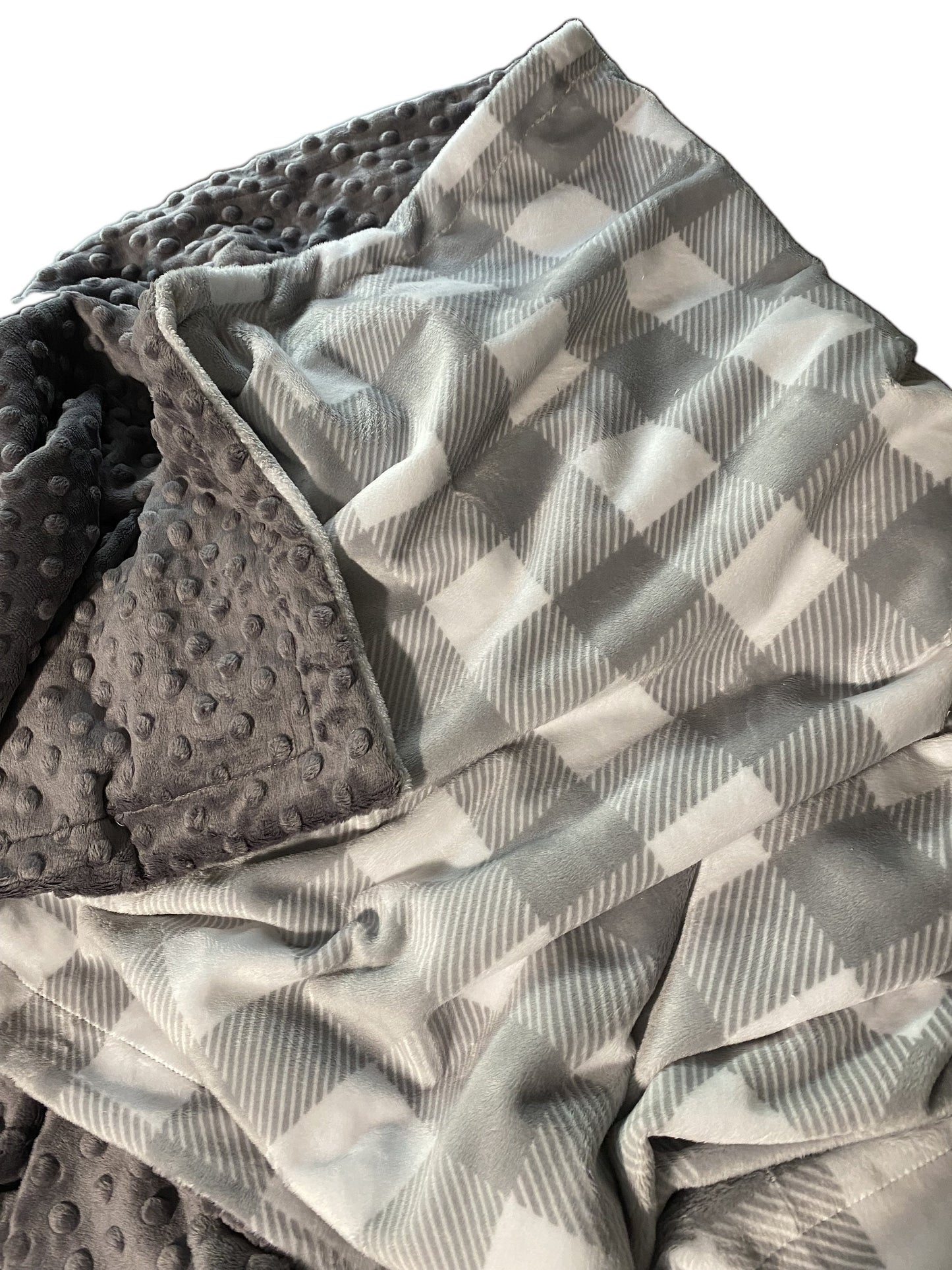 Gray Buffalo Check Throw Blanket, Personalized Minky Throw Blanket ,Buffalo Check Blanket
