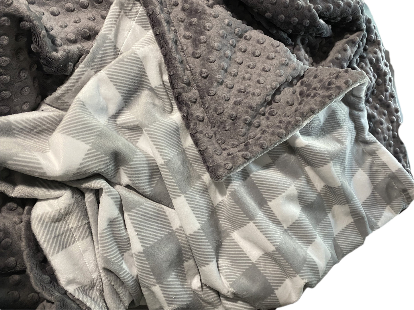 Gray Buffalo Check Throw Blanket, Personalized Minky Throw Blanket ,Buffalo Check Blanket