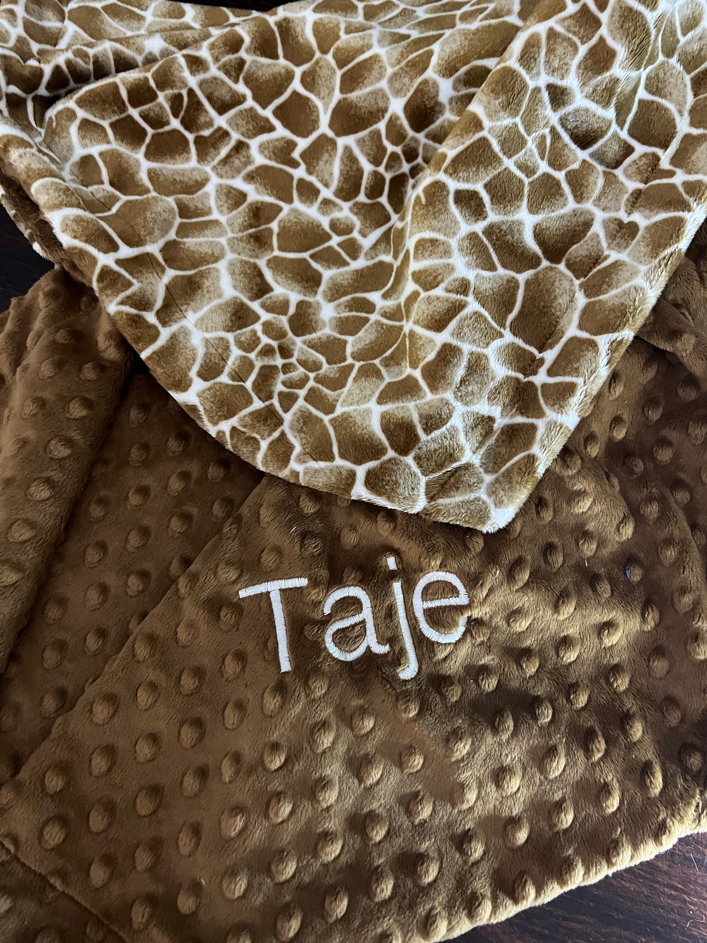 Giraffe Minky Baby Blanket, Personalized Crib Size Animal Print Baby Blanket, Baby Girl, or Baby Boy