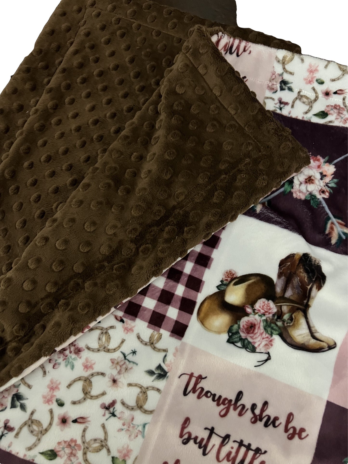 Personalized Cowgirl Minky Blanket, Horse Lovers Blanket, Minky Cow Blanket, Minky Baby Blanket, Girl Baby Shower Gift