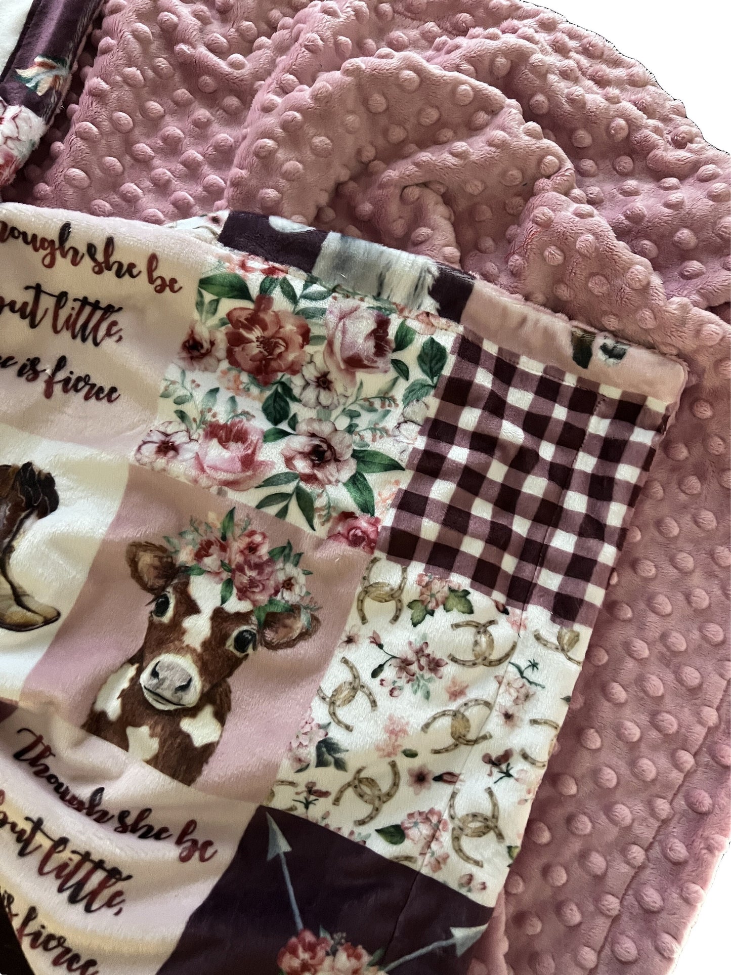 Personalized Cowgirl Minky Blanket, Horse Lovers Blanket, Minky Cow Blanket, Minky Baby Blanket, Girl Baby Shower Gift