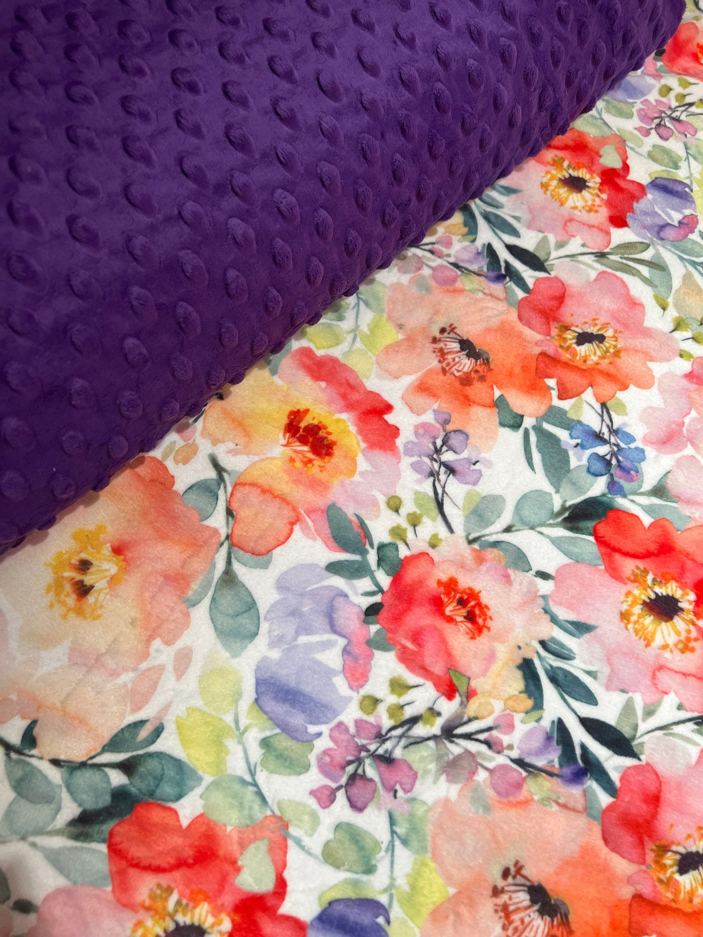 Floral Garden Minky Baby Blanket, Personalized Minky Blanket, Watercolor Floral Baby Blanket. Baby Girt Gift