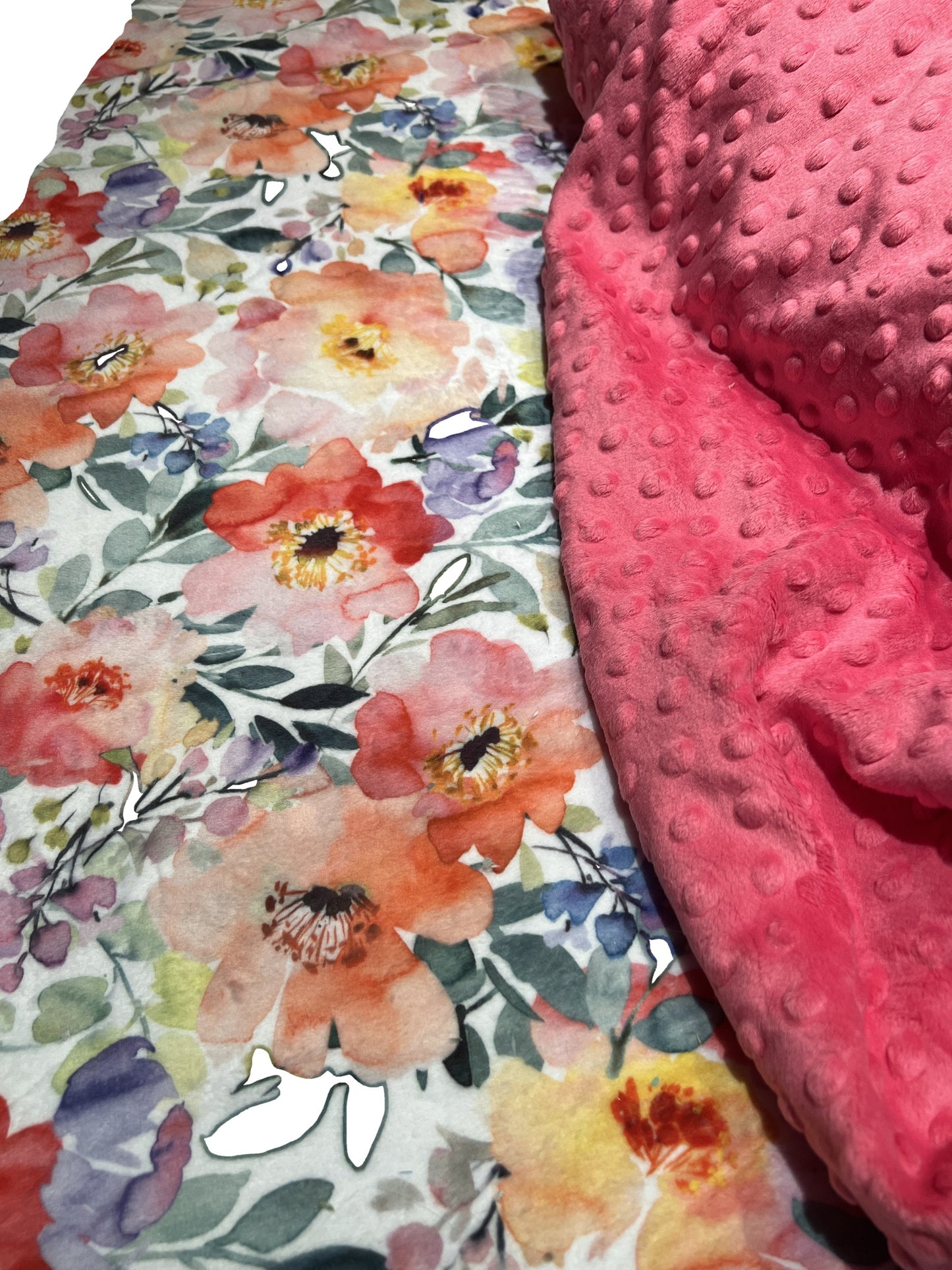 Floral Garden Minky Throw Blanket, Personalized Minky Blanket, Watercolor Floral Decor