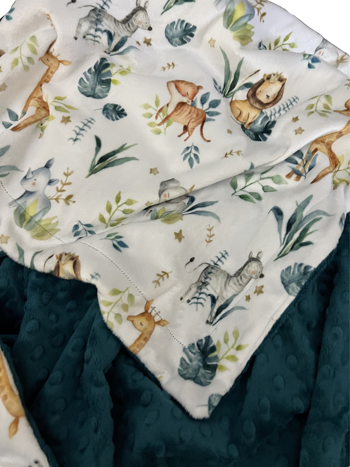 Safari Minky Baby Blanket, Personalized Baby Boy Blanket, Baby Girl Gift, Baby Shower Gift,Gender neutral