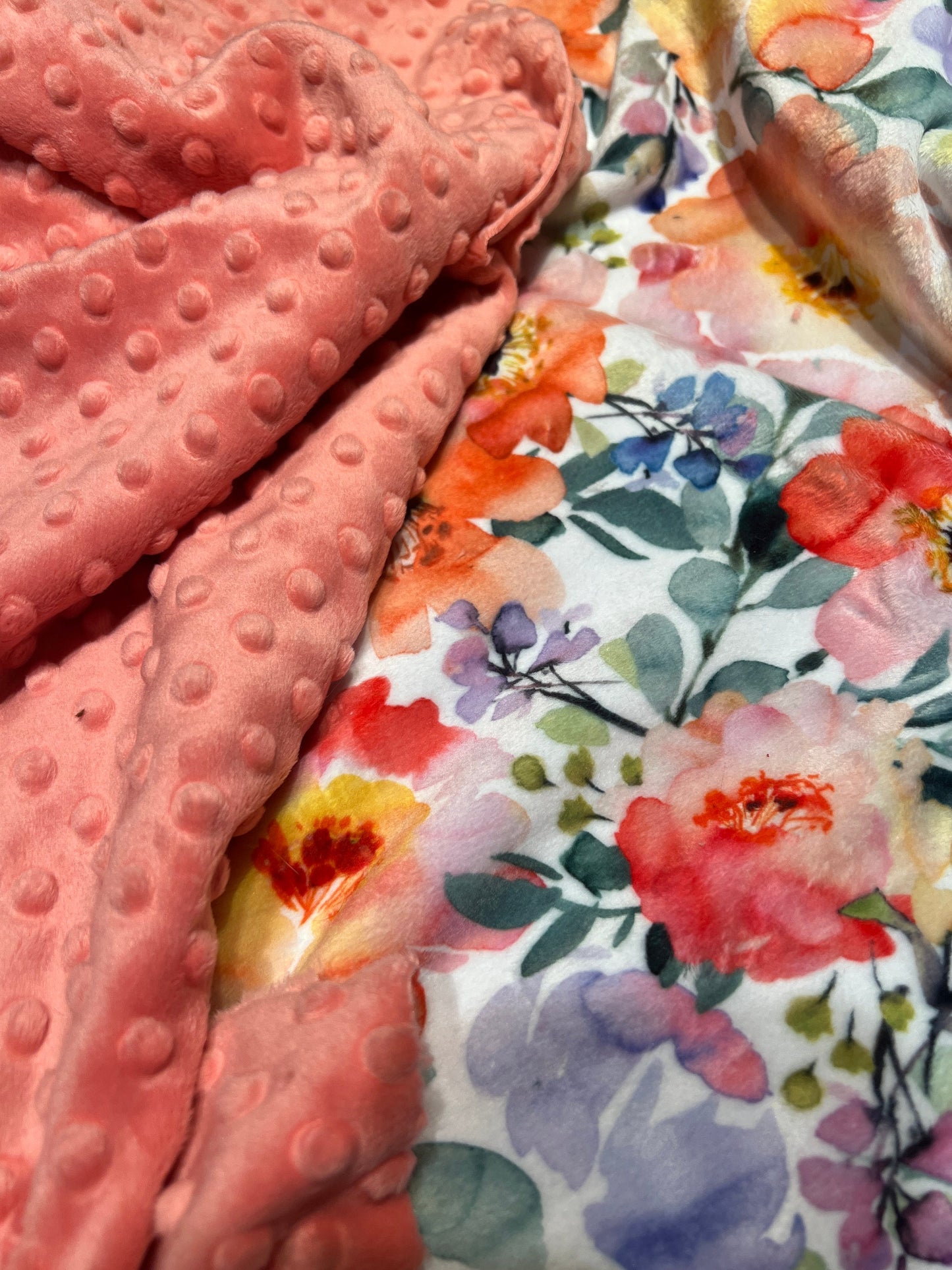 Floral Garden Minky Baby Blanket, Personalized Minky Blanket, Watercolor Floral Baby Blanket. Baby Girt Gift