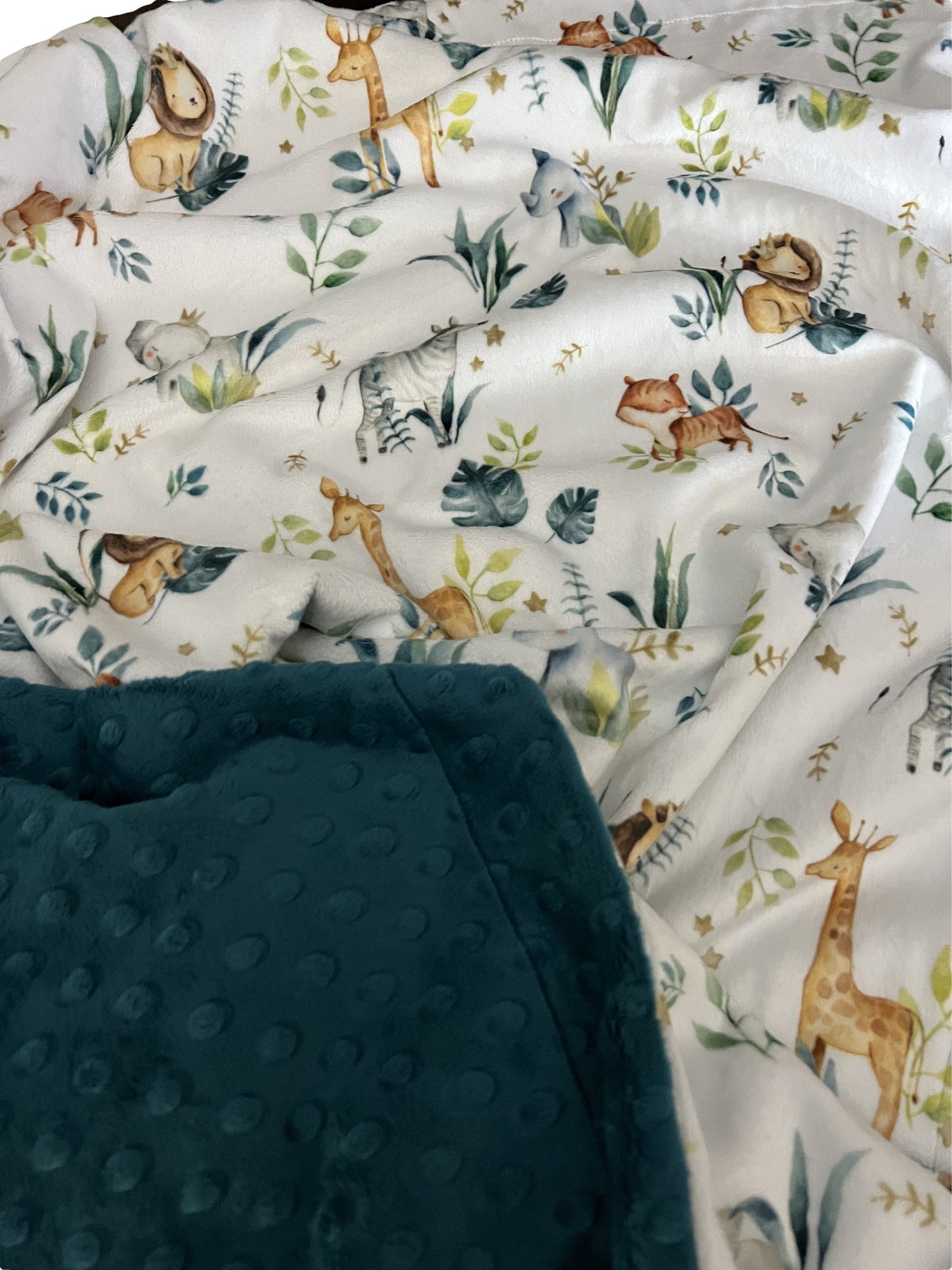 Safari Minky Baby Blanket, Personalized Baby Boy Blanket, Baby Girl Gift, Baby Shower Gift,Gender neutral