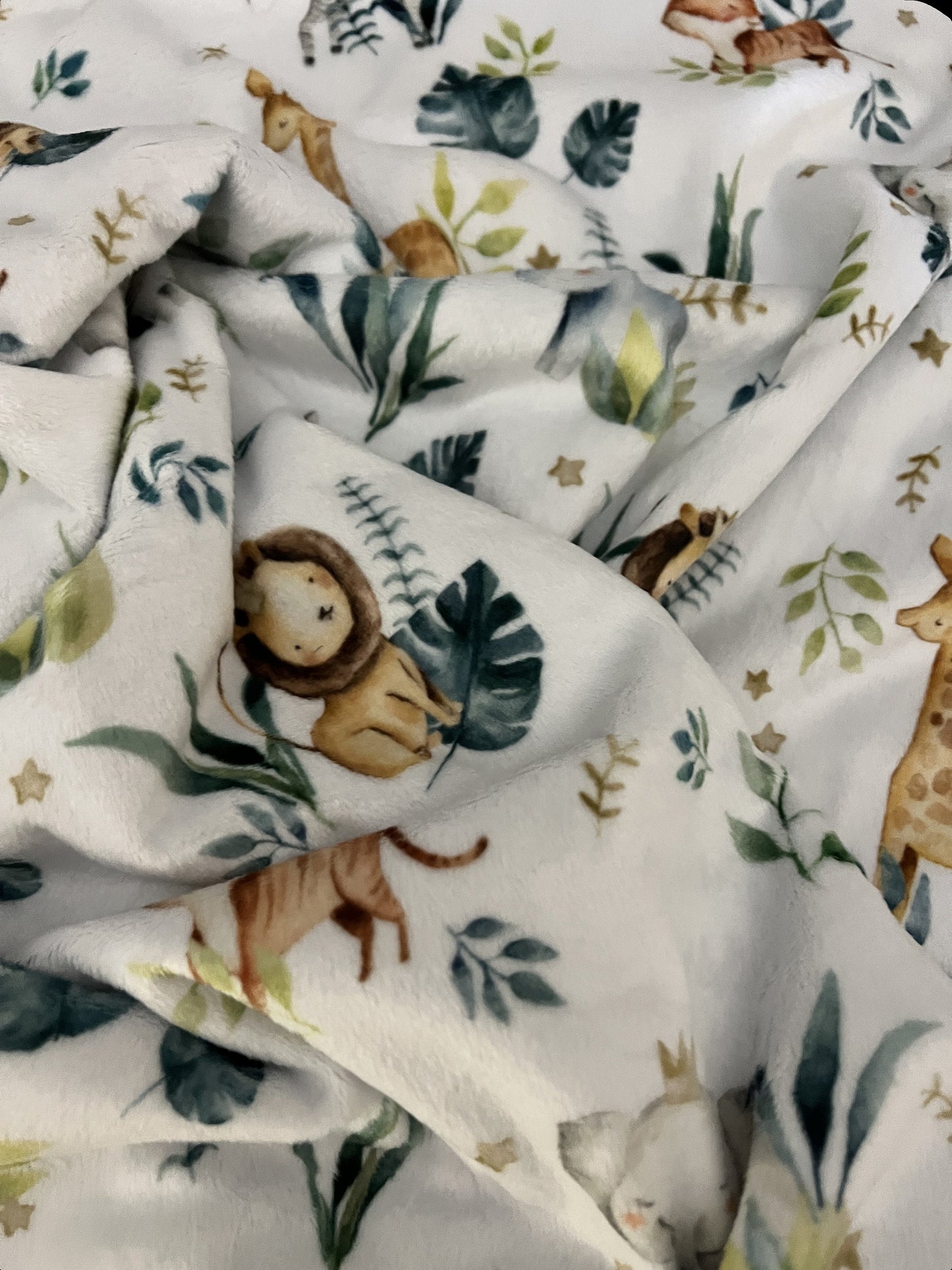 Safari Minky Baby Blanket, Personalized Baby Boy Blanket, Baby Girl Gift, Baby Shower Gift,Gender neutral