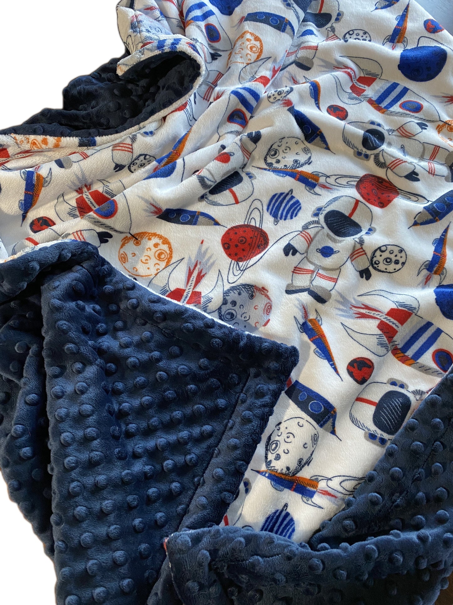 Astronaut Minky Baby Blanket, Personalized Space Blanket, Minky Baby Blanket, Outerspace Bedding