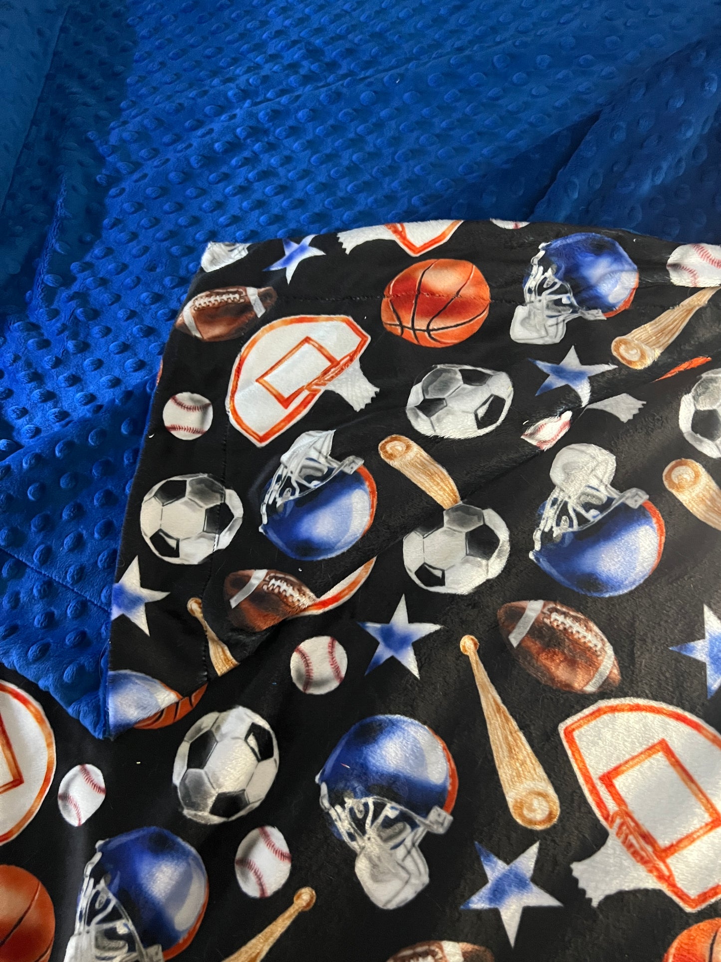 Personalized Minky Sports Theme Baby Blanket