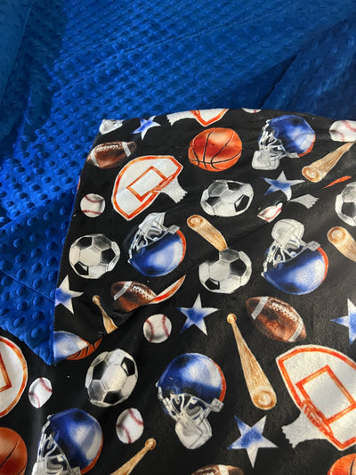 Personalized Minky Sports Theme Baby Blanket