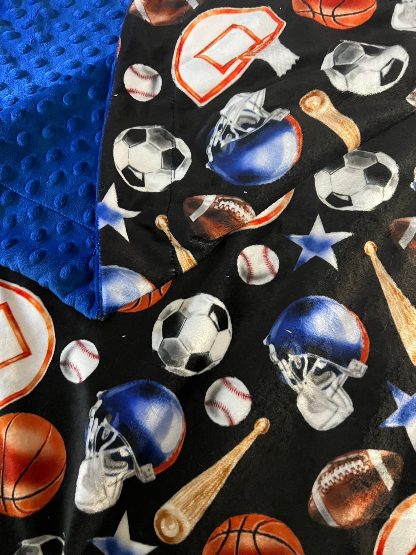Personalized Minky Sports Theme Baby Blanket