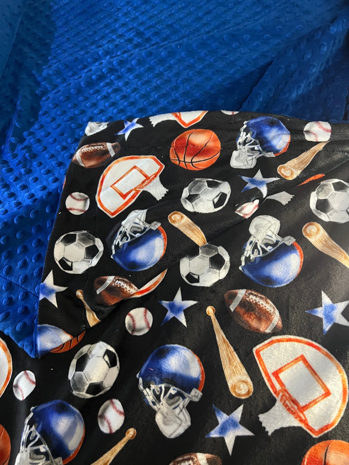 Personalized Minky Sports Theme Baby Blanket