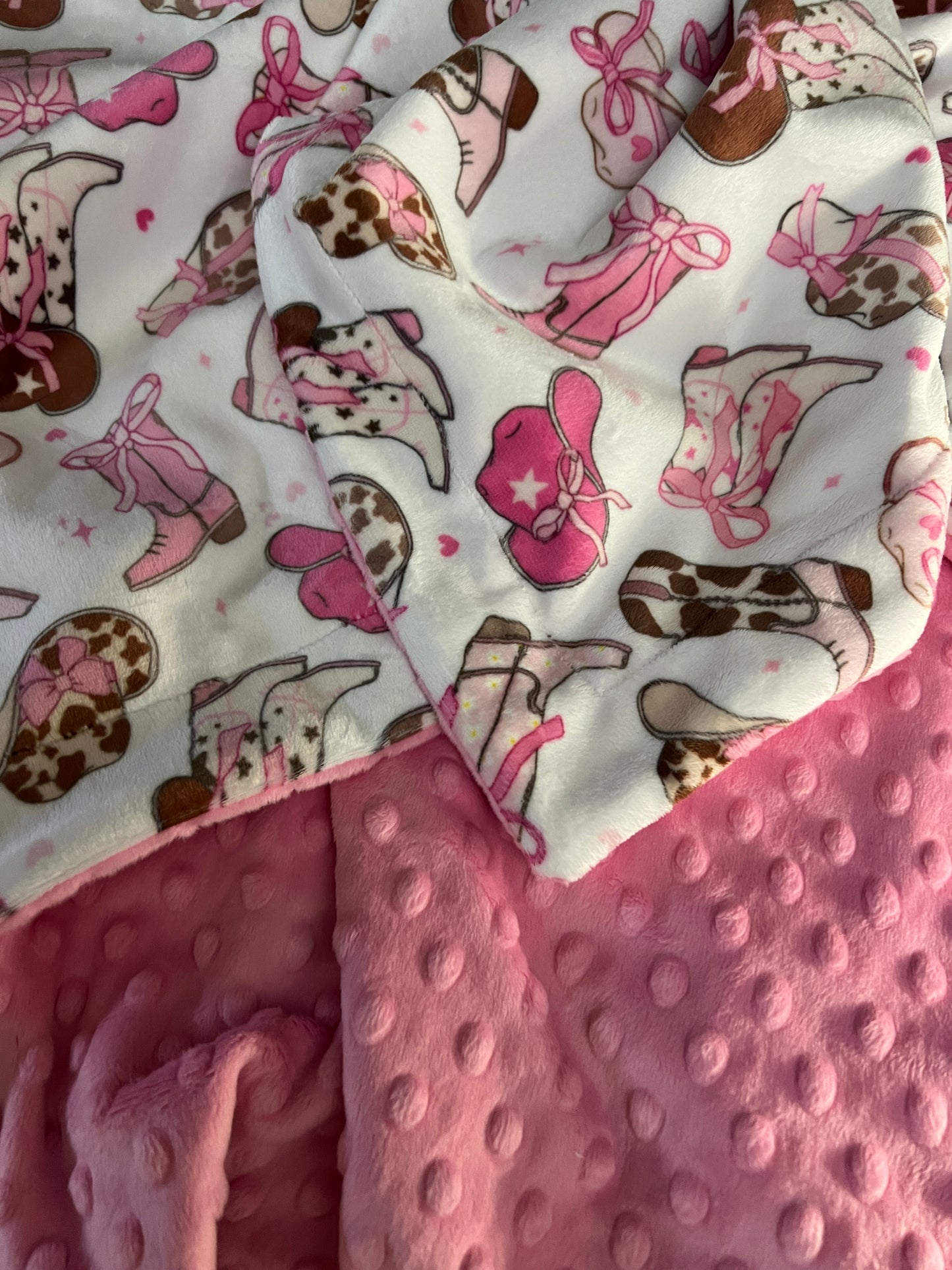 Pink Cowboy Boot Baby Blanket, Baby Girl Shower Gift,Western Baby Blanket