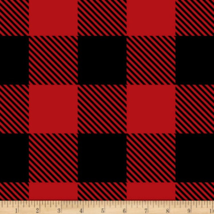 Buffalo Plaid Personalized Throw Blanket, Buffalo Check Minky Adult Blanket, Red and Black Woodland Dorm Room Blanket Size 50 x 60 in
