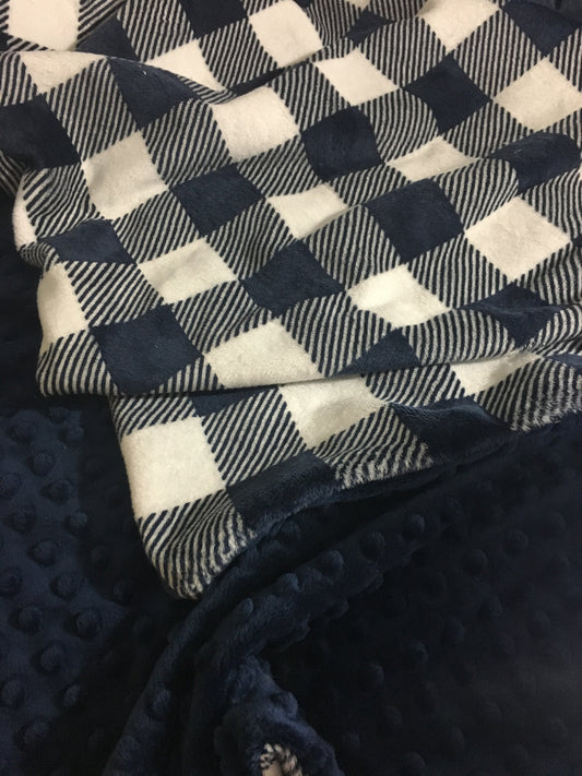 Personalized Baby Blanket, Buffalo Check Navy and White, Minky Baby Blanket, Baby Boy or Baby Girl Blanket,