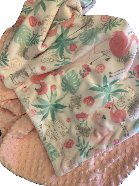 Personalized Flamingo Minky Throw Blanket, Pink Flamingo Blanket, Soft Minky Blanket, Adult Throw Blanket